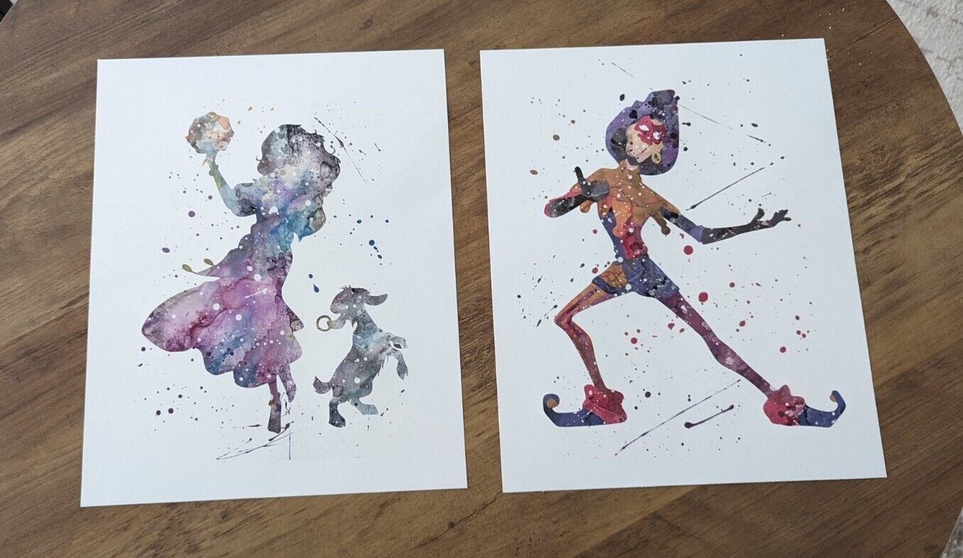 The Hunchback of Notre Dame 8x10 Watercolor Prints, Esmeralda And Clopin