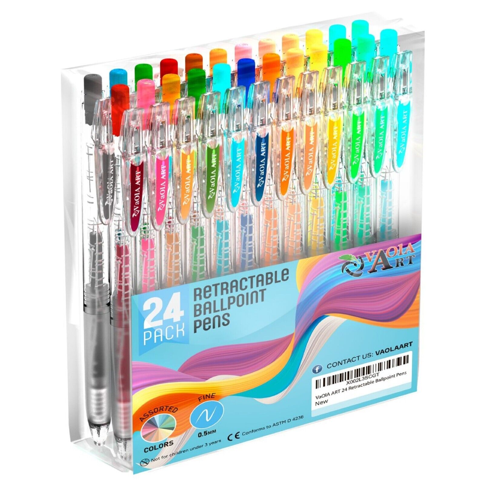 Retractable Gel Pens - Colored Pens for Adult Coloring - Cute Pen Set 24 Colors