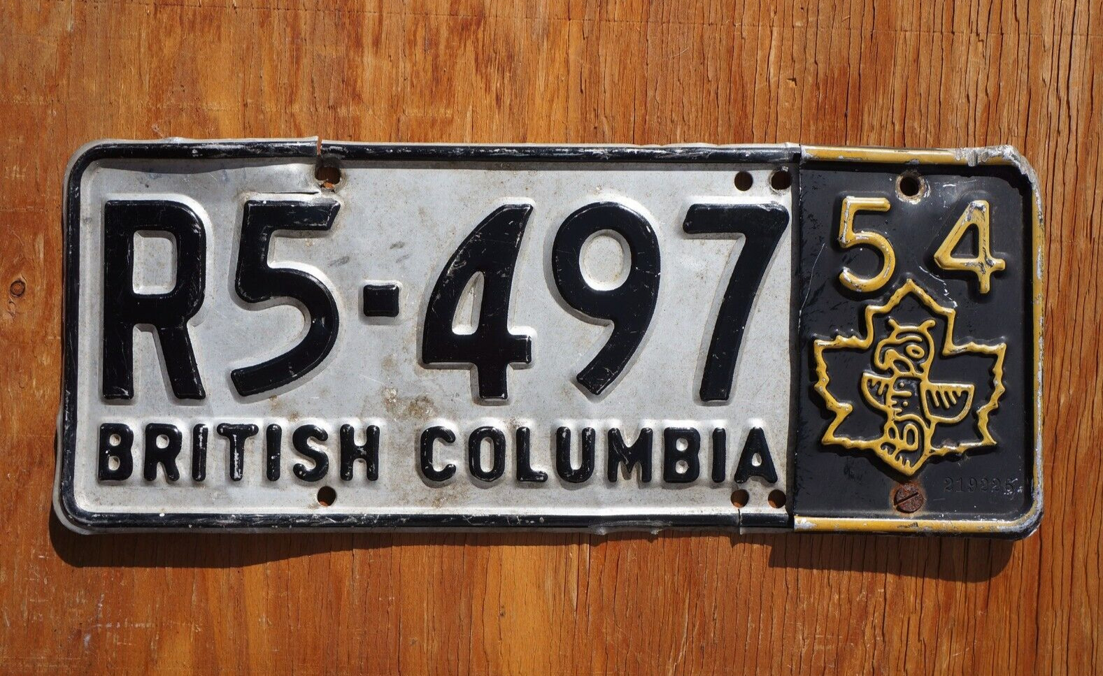 1952 / 1954 British Columbia Canada License Plate With \'54 TAB