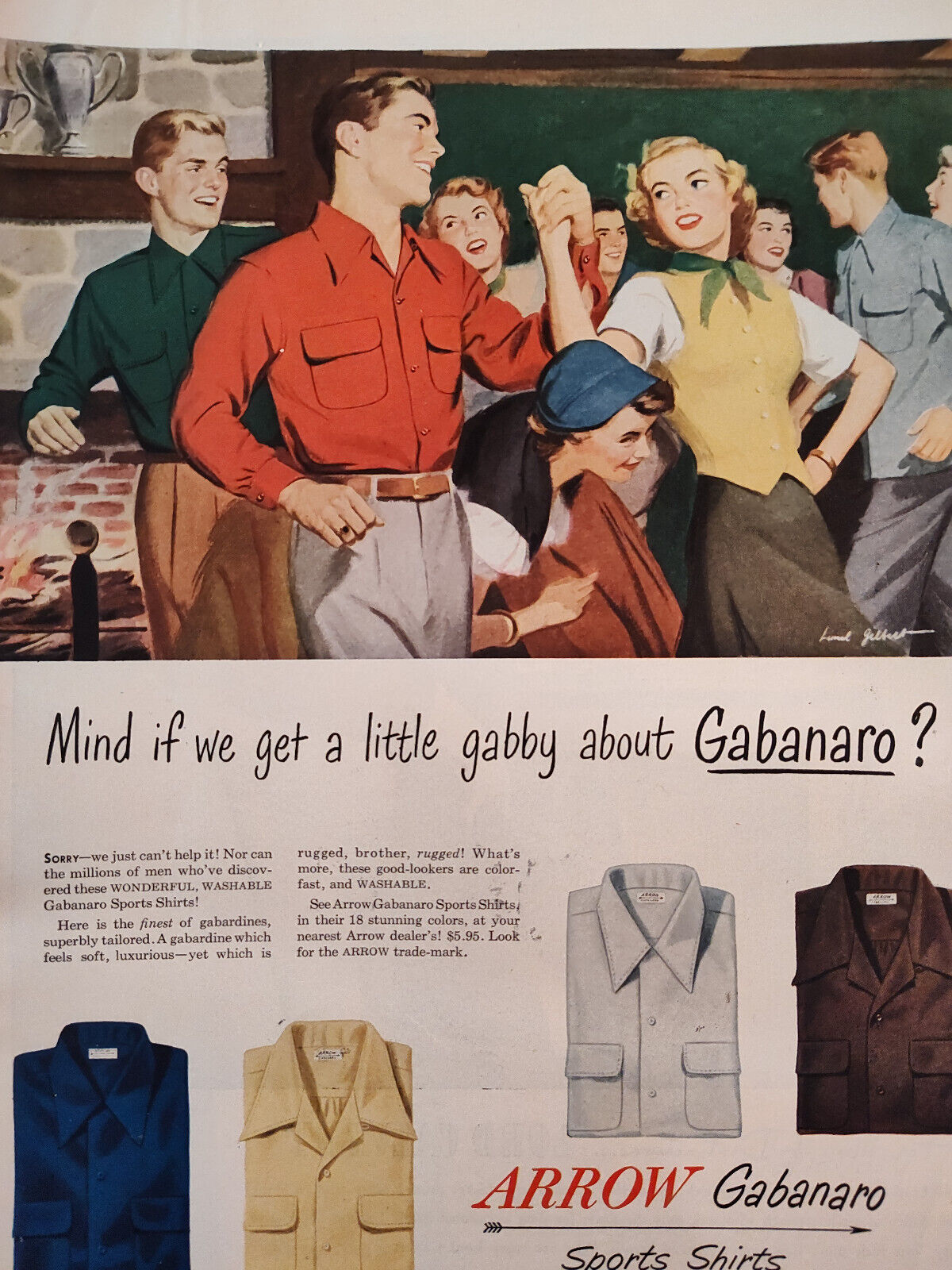 1950 Original Esquire Ads ARROW Gabanaro Shirts Lord Calvert James Harley Nash