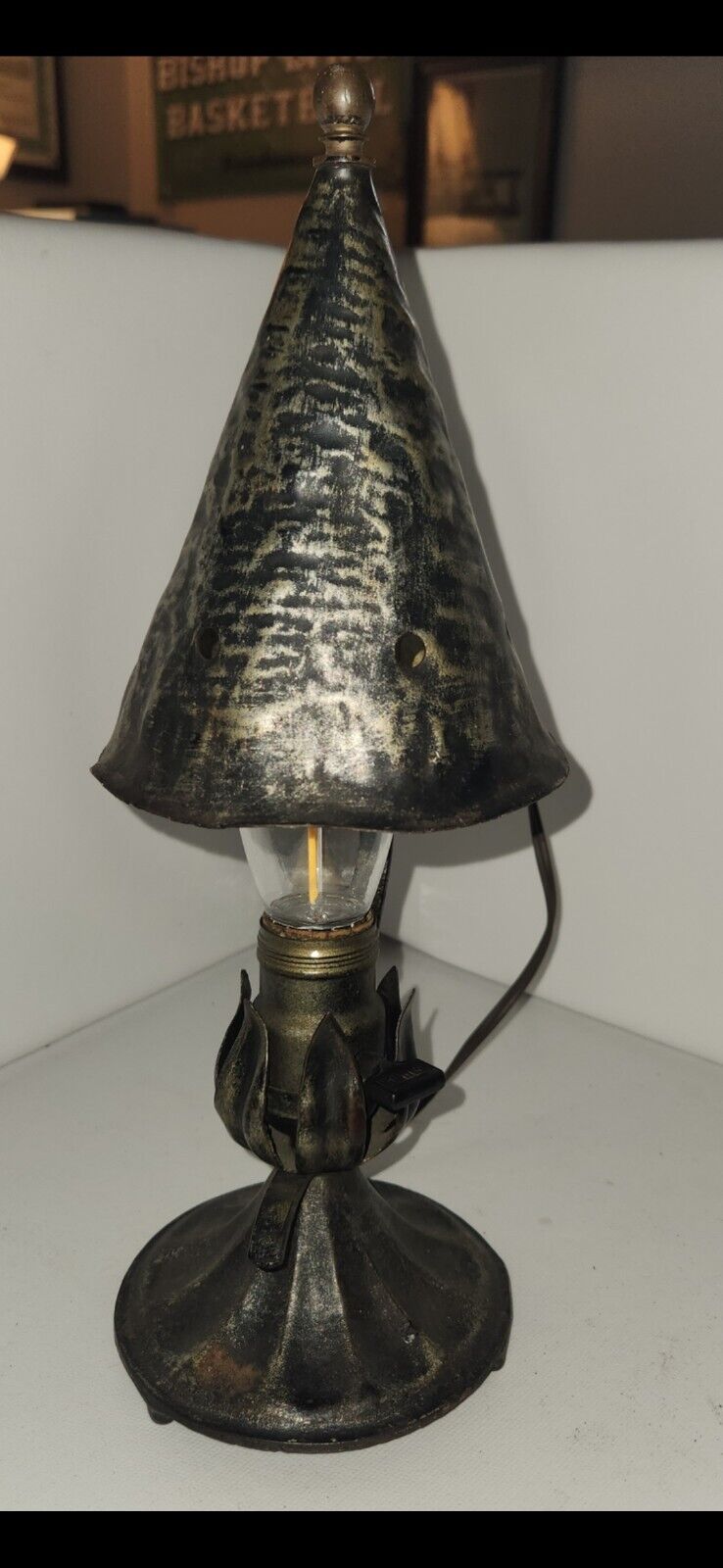 Vintage Antique Hammered Metal Gothic Style Lamp ~ Works Great