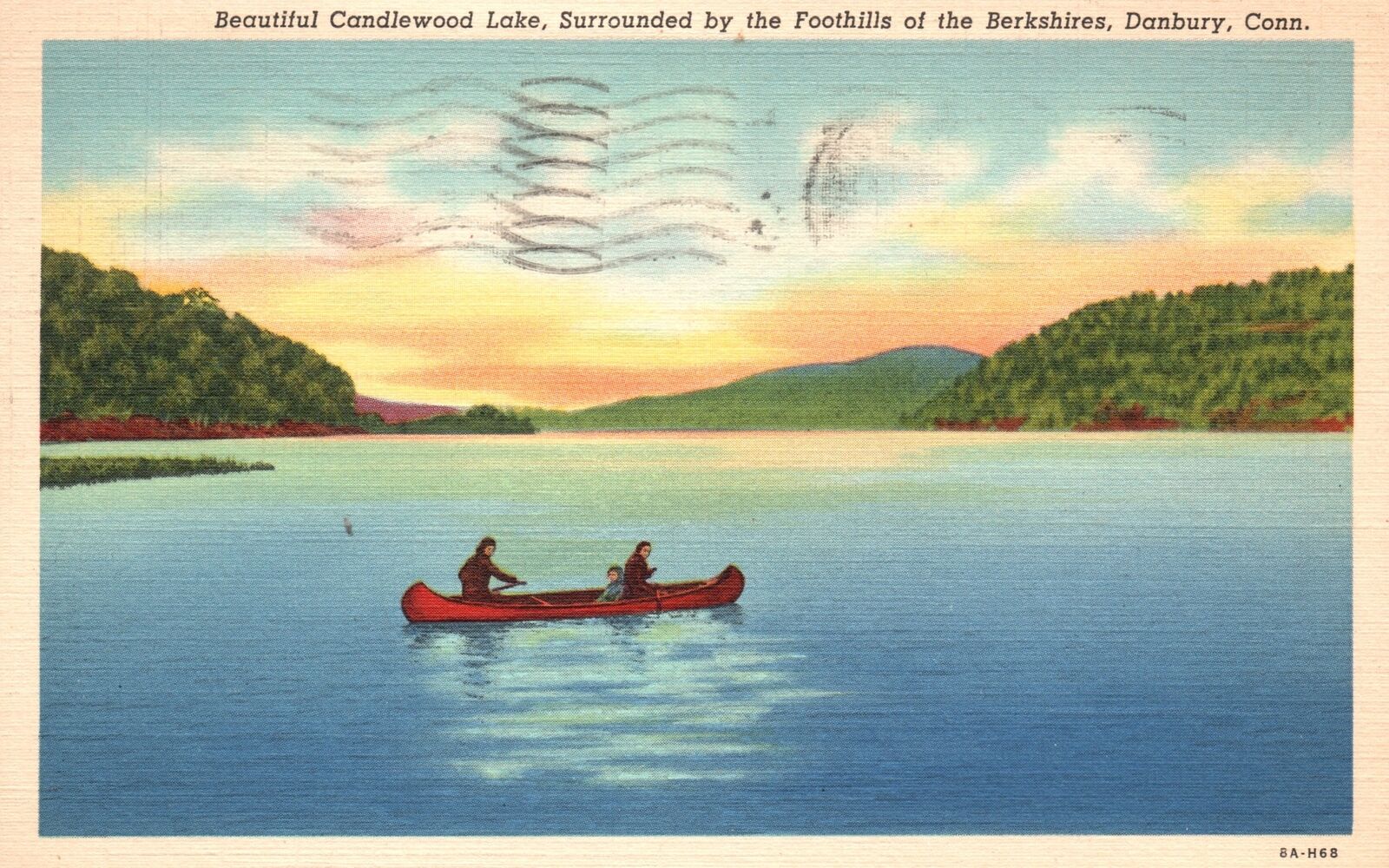Vintage Postcard 1940's Candlewood Lake Foothills Of Berkshires Danbury Conn. CT