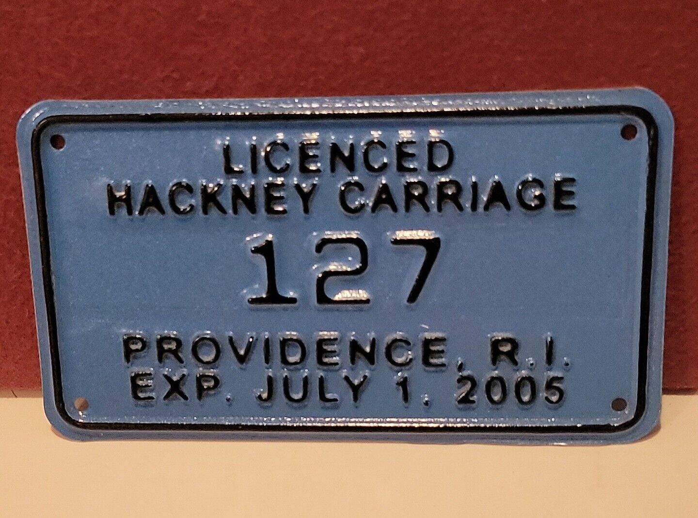 Providence R.I. Hackney Carriage Licence 127 ~2005 ~ Never Used,
