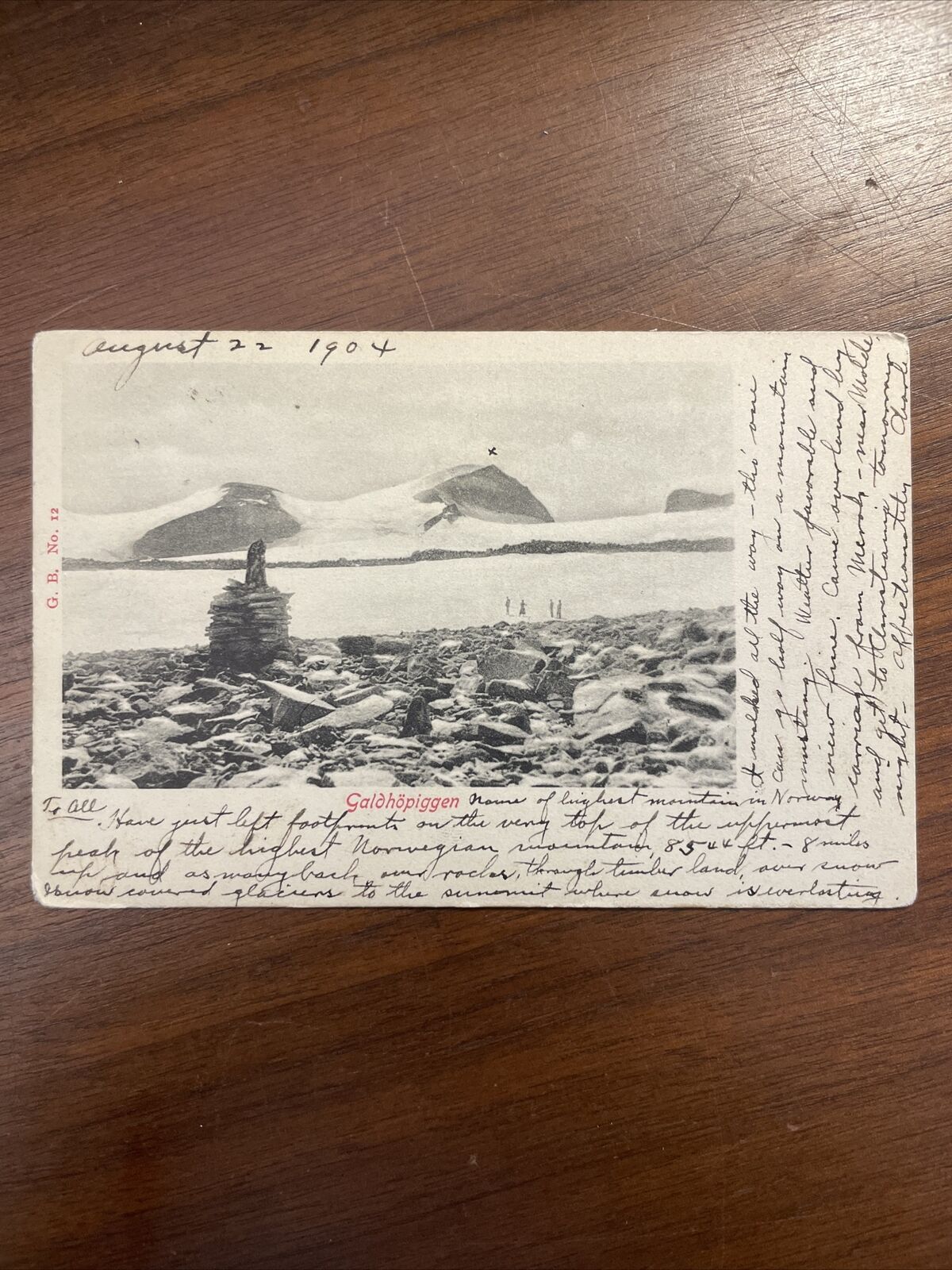 Mountaineering Antique Postcard Undivided Back Galdhopiggen Norway Winter Cairn 