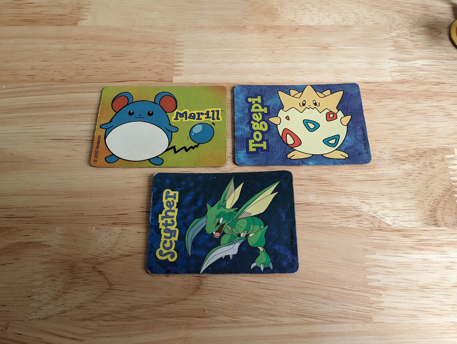 Vintage Pokemon Fridge Magnets - Togepi, Scyther, and Marill