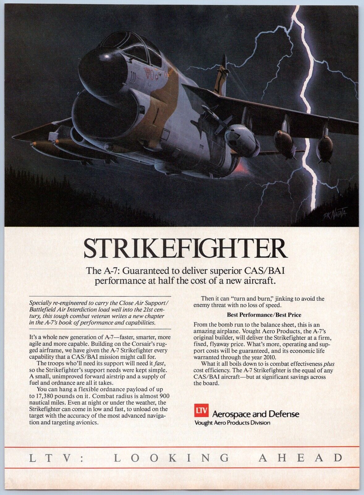 1986 LTV Aerospace & Defense Aviation Ad Vought Aero A-7 Strikefighter Corsair