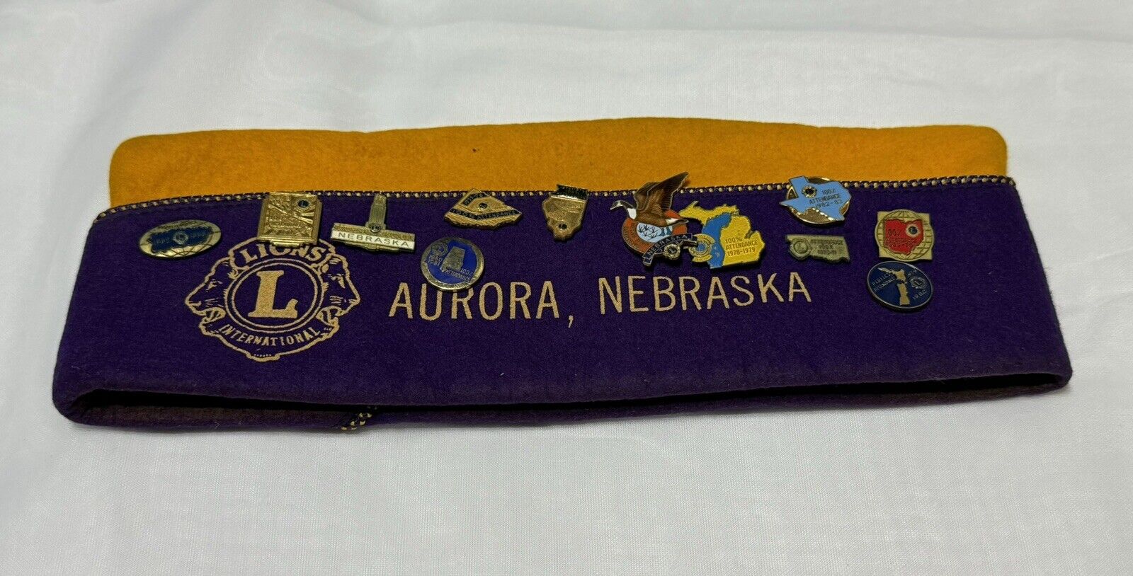 Vintage Lions Club Hat Rare Aurora, Nebraska With 23 Pins