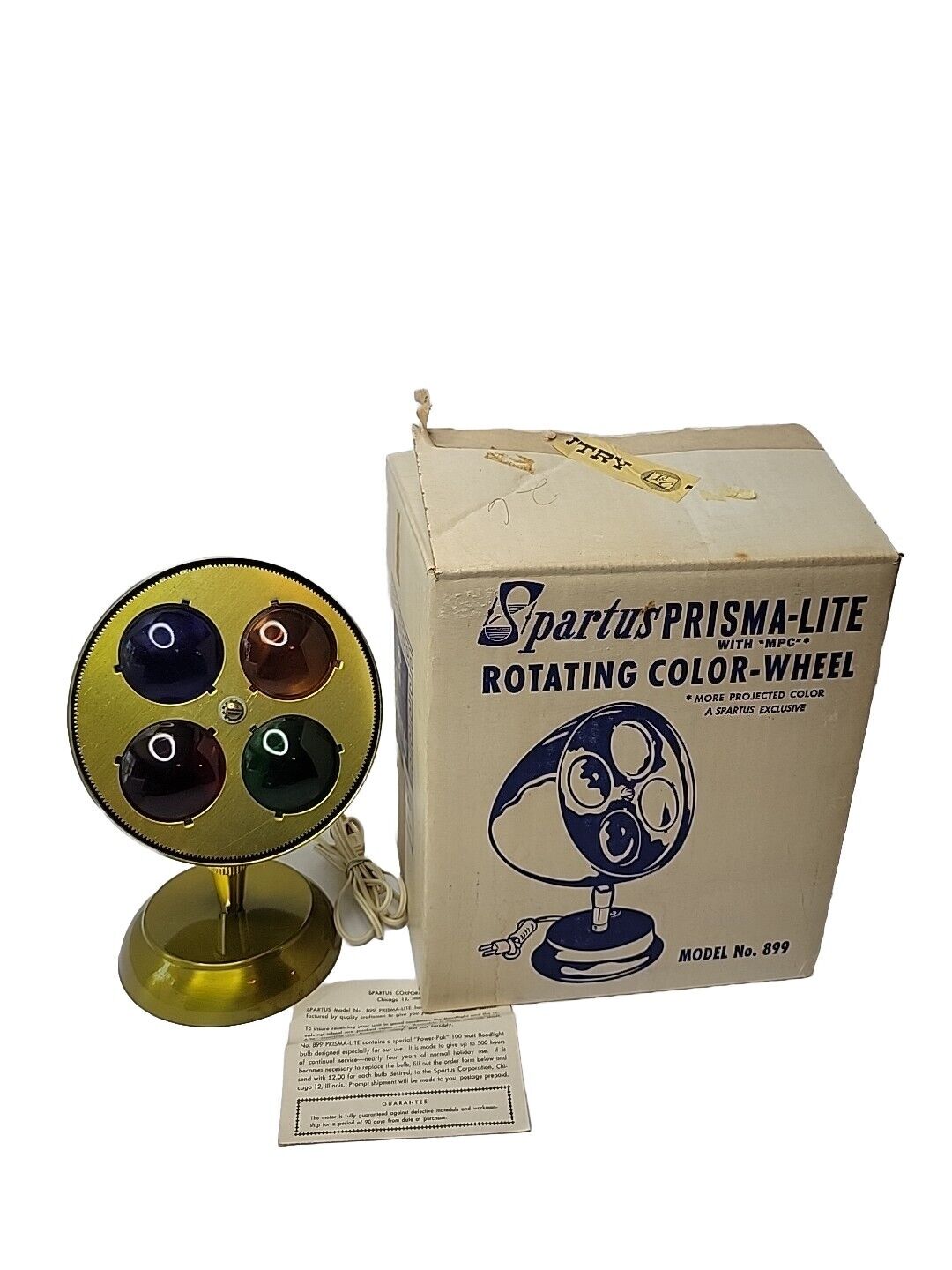 Vintage Spartus Prisma-Lite Rotating Color Wheel Light Projector with box