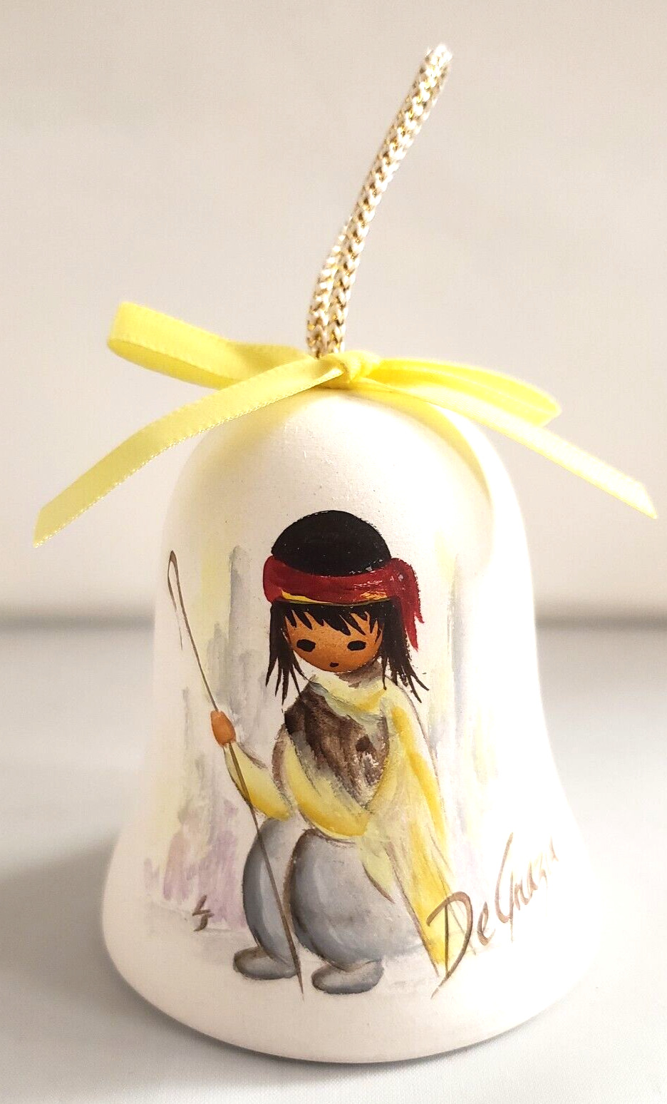 Ted DeGrazia Christmas Ornament Pottery Bell Vintage 1989 Gallery In The Sun