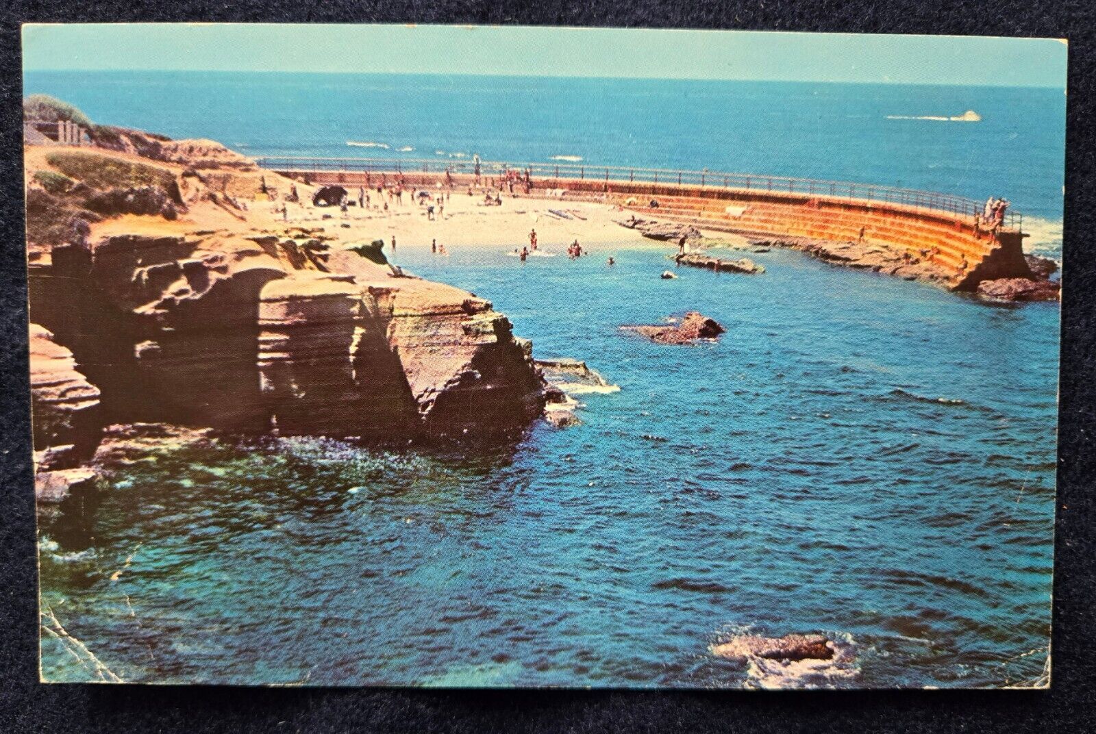 Breakwater Forming Children\'s Pool La Jolla California CA Postcard 1959