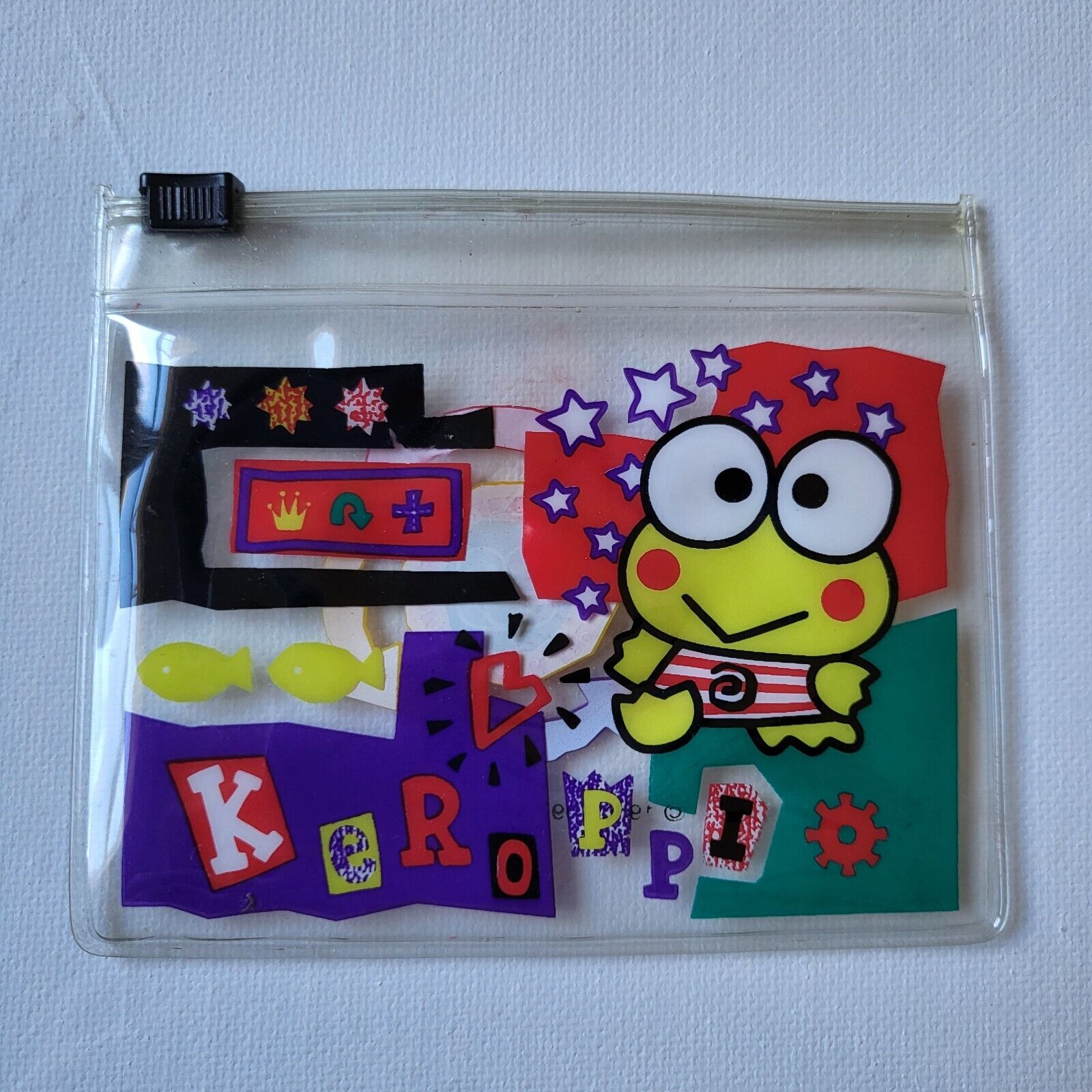 Sanrio Keroppi Plastic Wallet Pouch Coin Purse Bag Resycle Taiwan 1990s VTG 