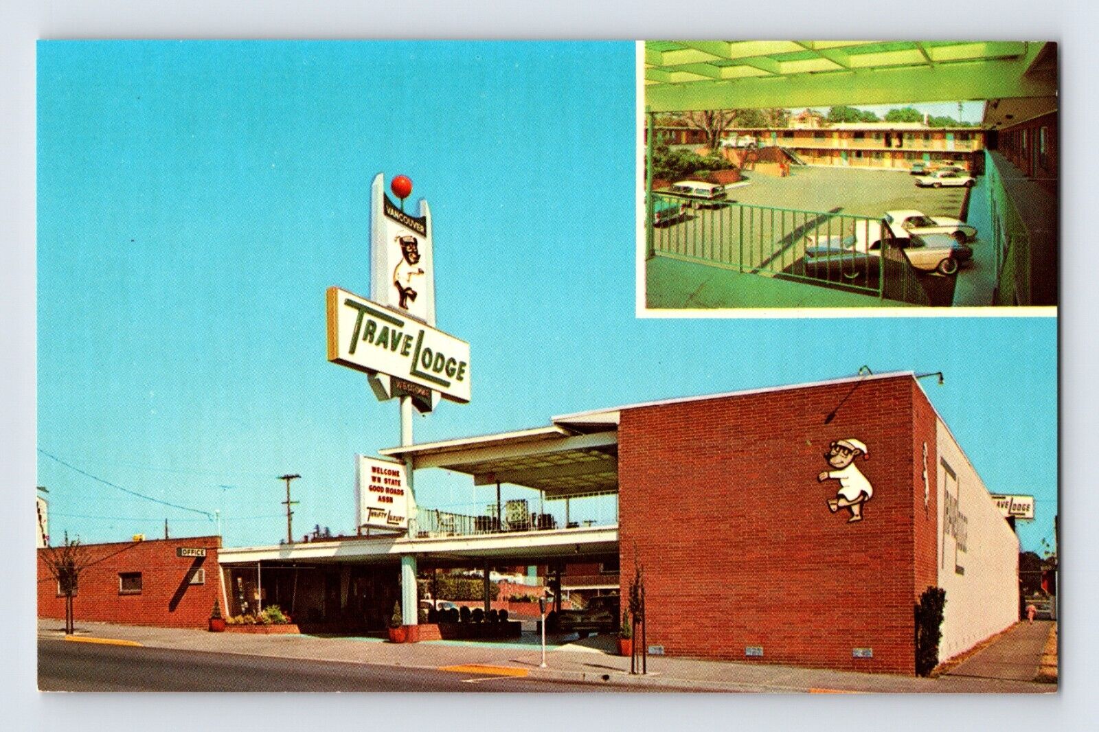 Postcard Washington Vancouver WA Travelodge Motel Downtown 1960s Unposted