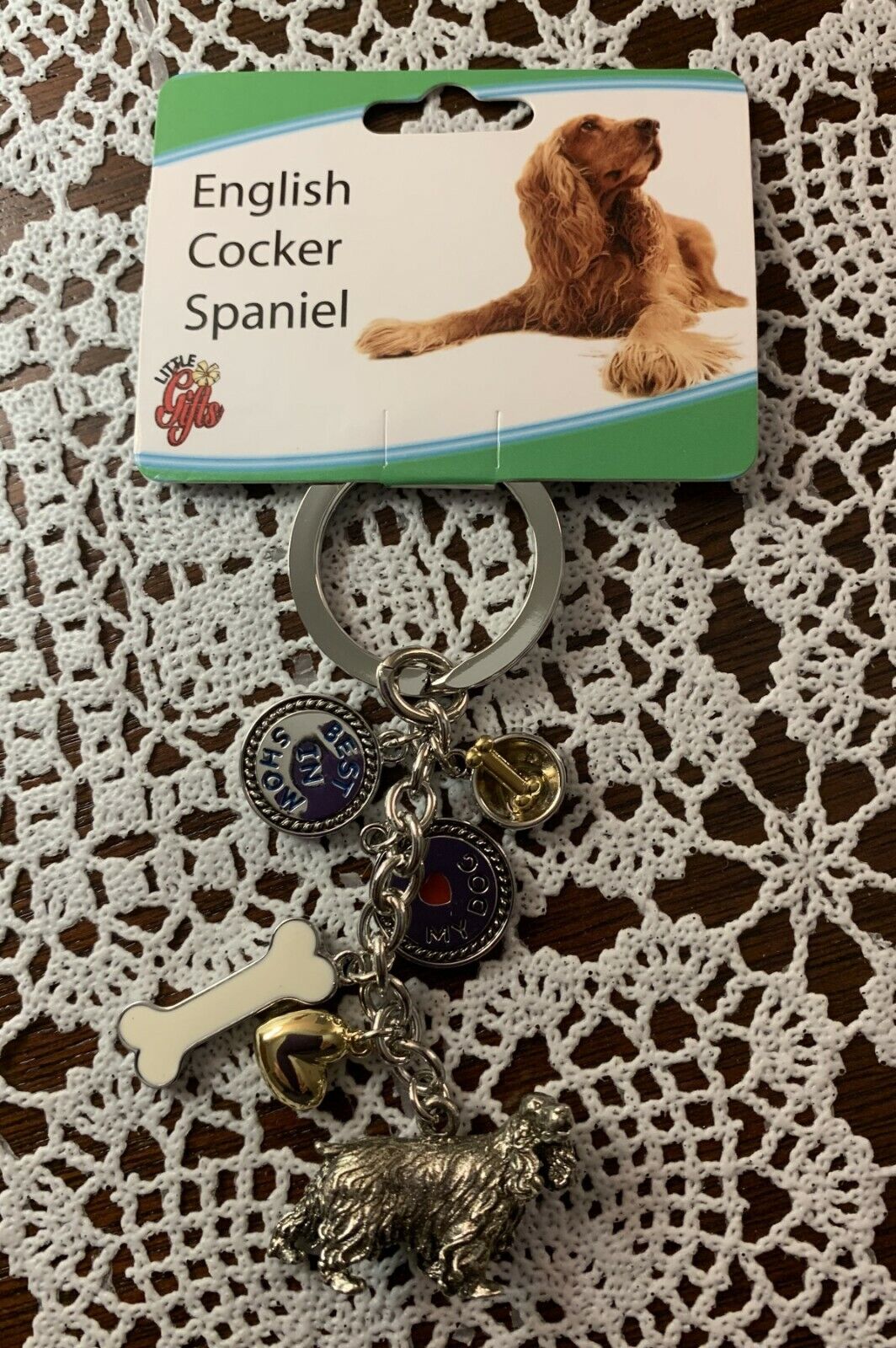 Little Gifts English Cocker Spaniel Charms Dangle Keychain Dog Lovers Brand New