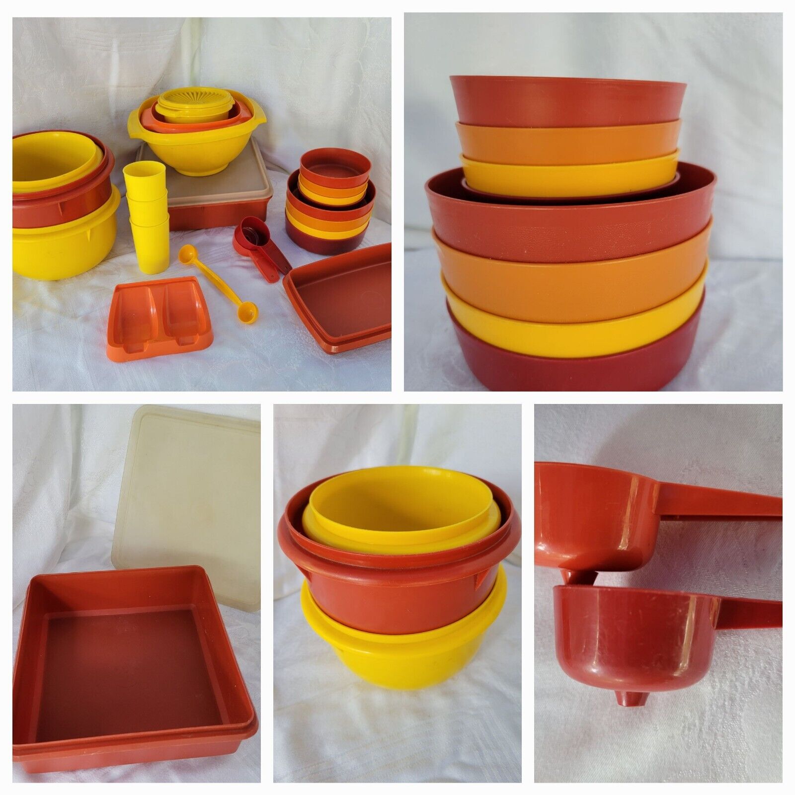 Vintage Tupperware Harvest Orange Red Yellow Set  Lot 25 Pieces