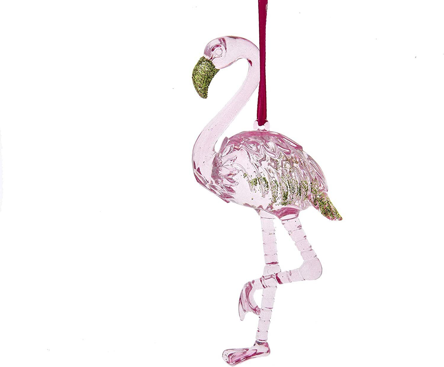 Kurt Adler Preppy Christmas Pink Flamingo Hanging Ornament