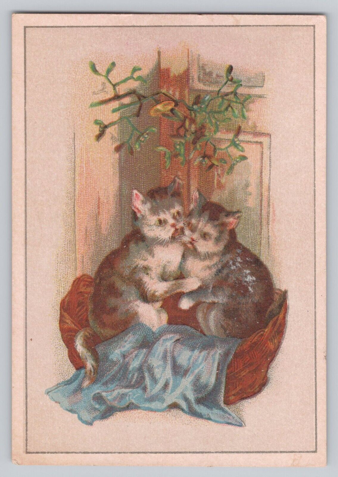Vintage Victorian Era Trade Card Cats Playing
