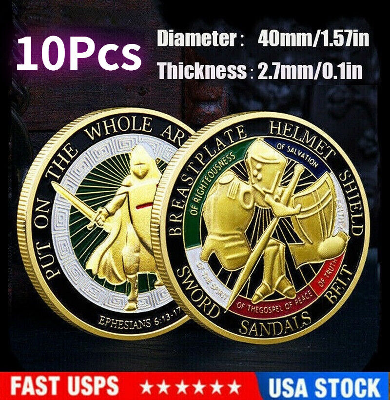 10Pcs Put on the Whole Armor of God Commemorative Challenge Collection Coin Gift