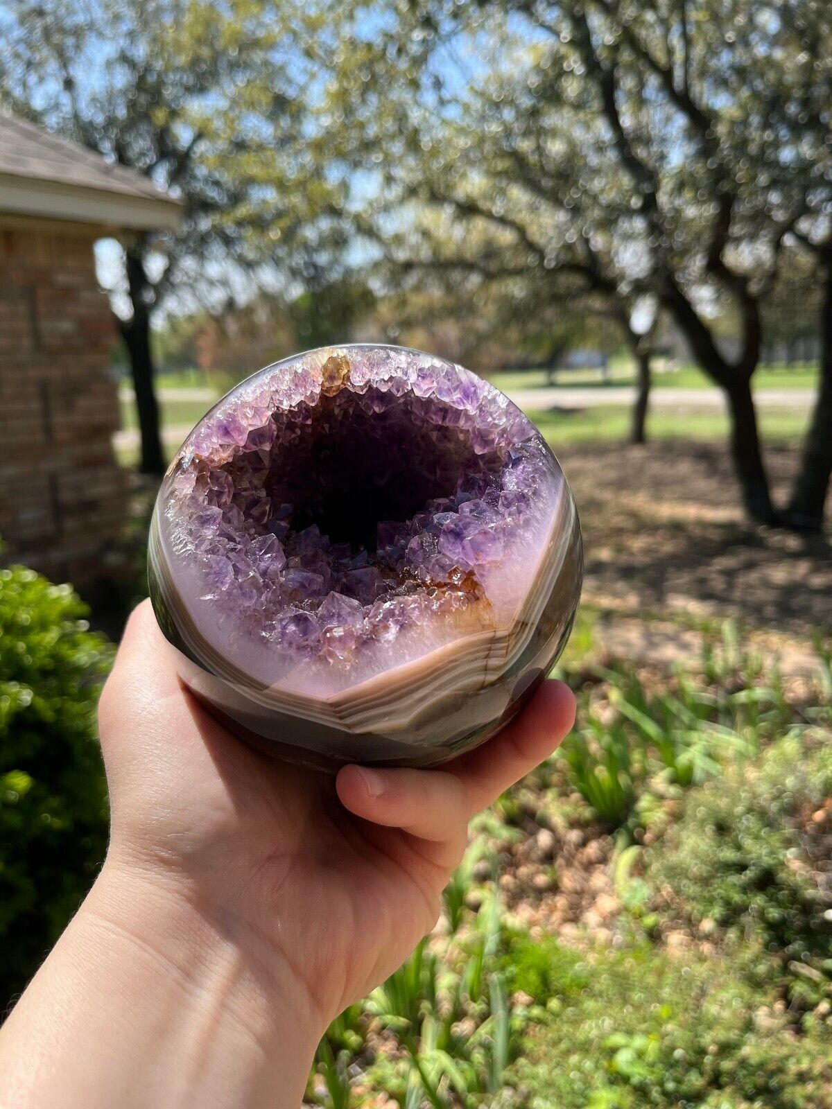 A Large Lace Drusy Purple Amethyst Agate Sphere