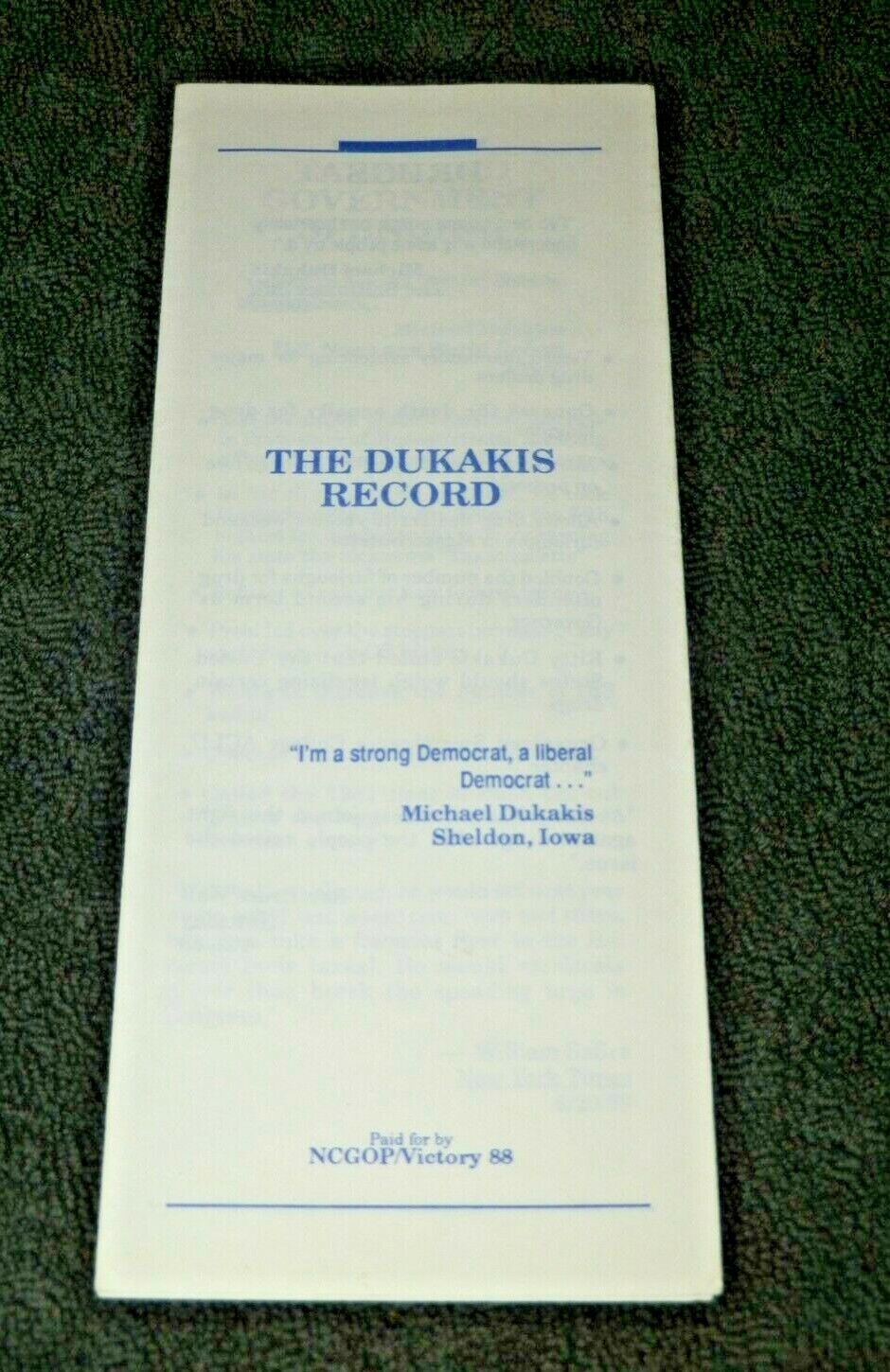 1988 GOP-Anti Dukakis Brochure-Very Scarce