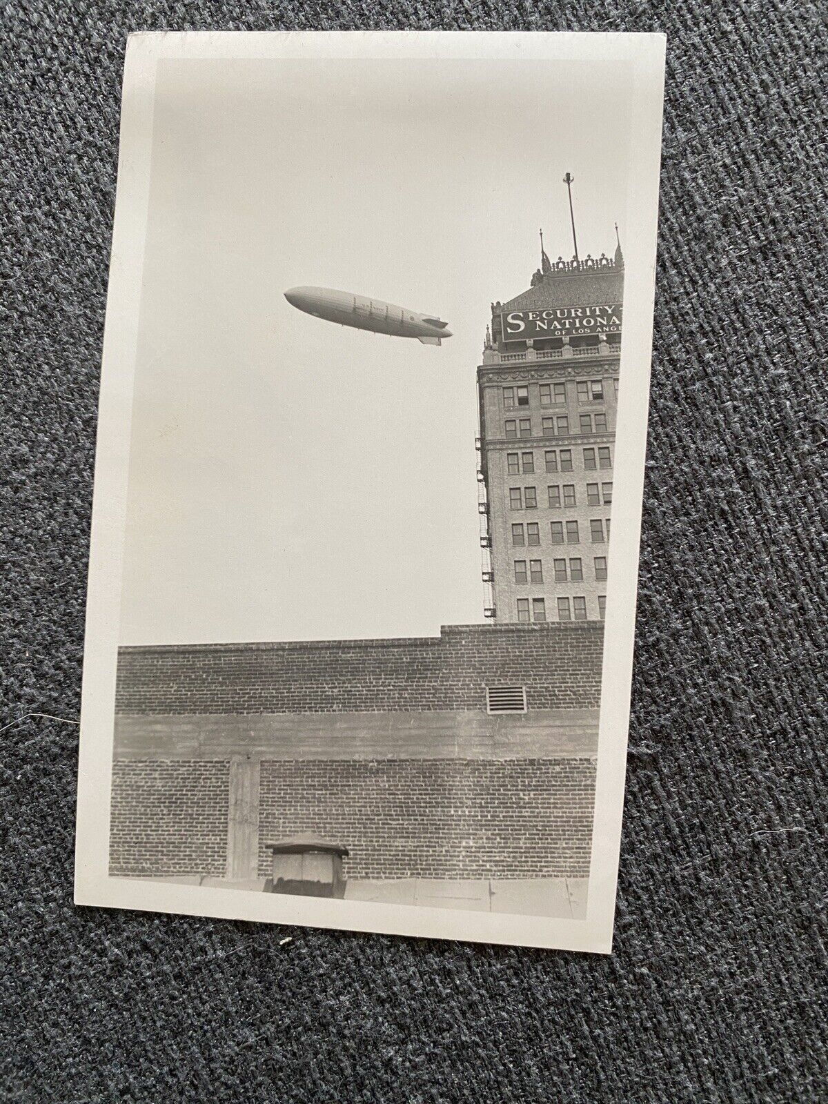 vintage 1932 Snap Shot photo Zeppelin blimp airship Los Angeles