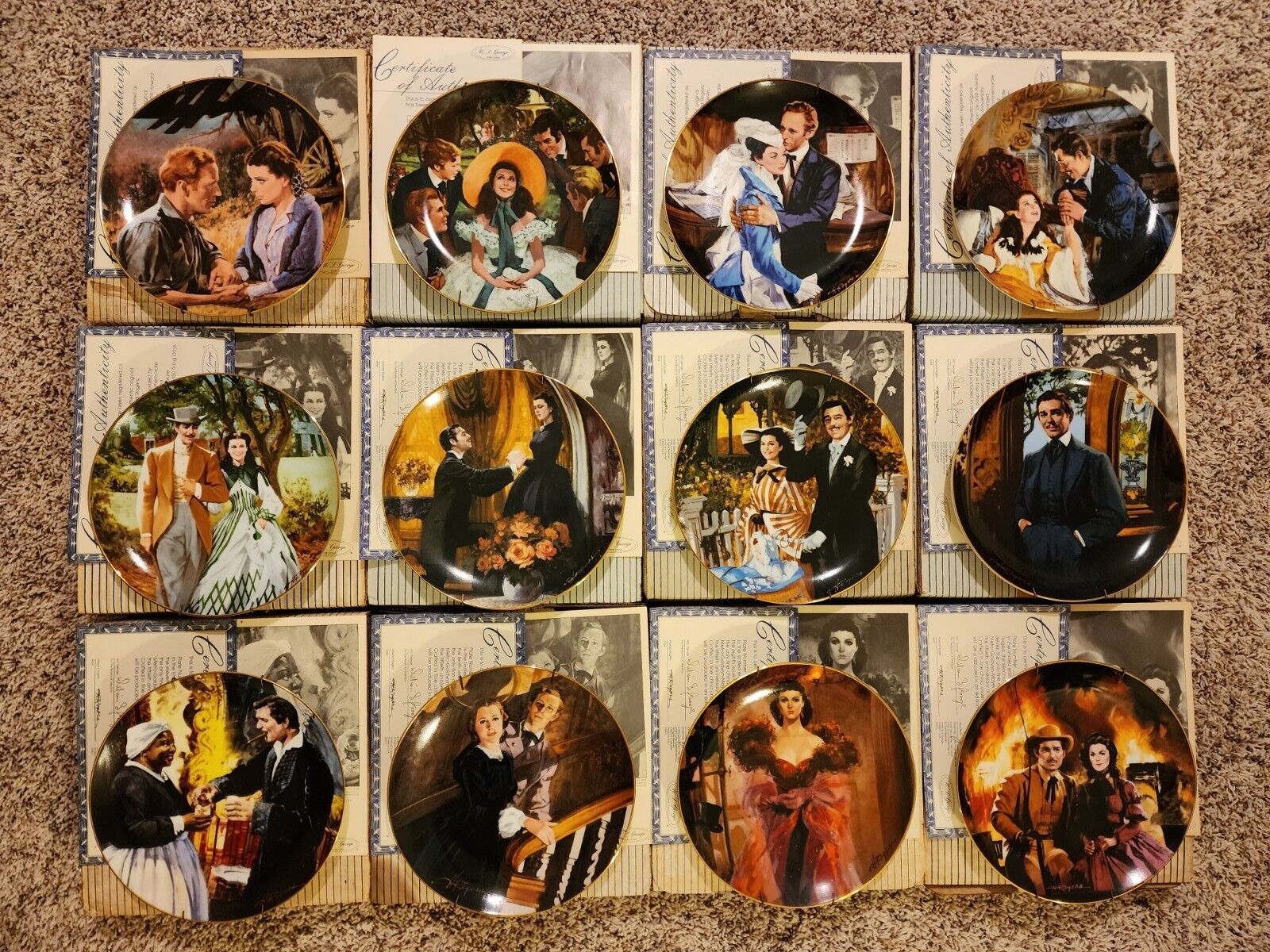 Gone With The Wind Golden Anniversary Plates Howard Rogers Full 12 Set Box/COA++