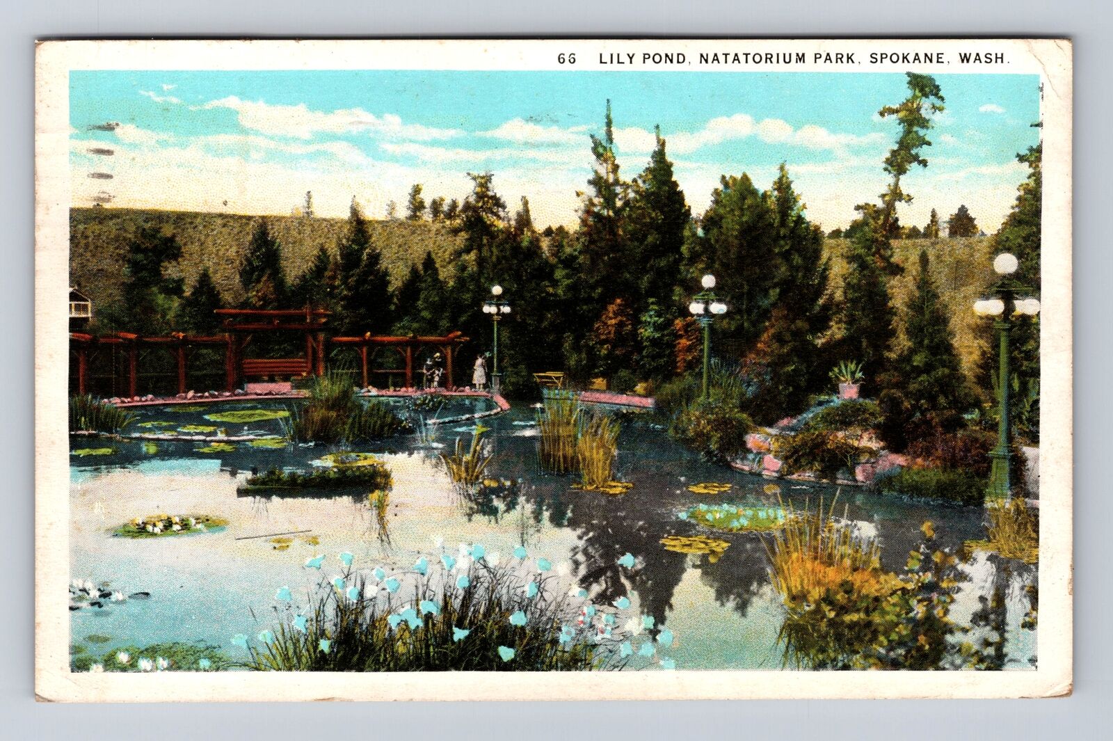 Spokane WA-Washington, Lily Pond, Natatorium Park, Vintage c1935 Postcard