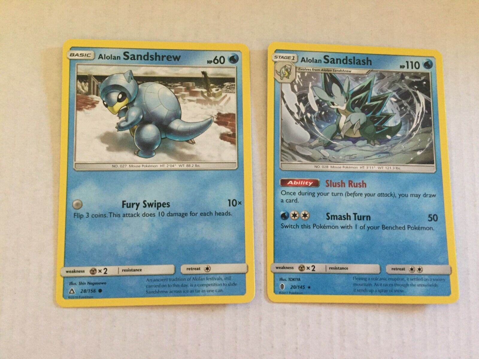 2020 Pokemon Cards Sandshrew 028/156 & Sandslash 020/145
