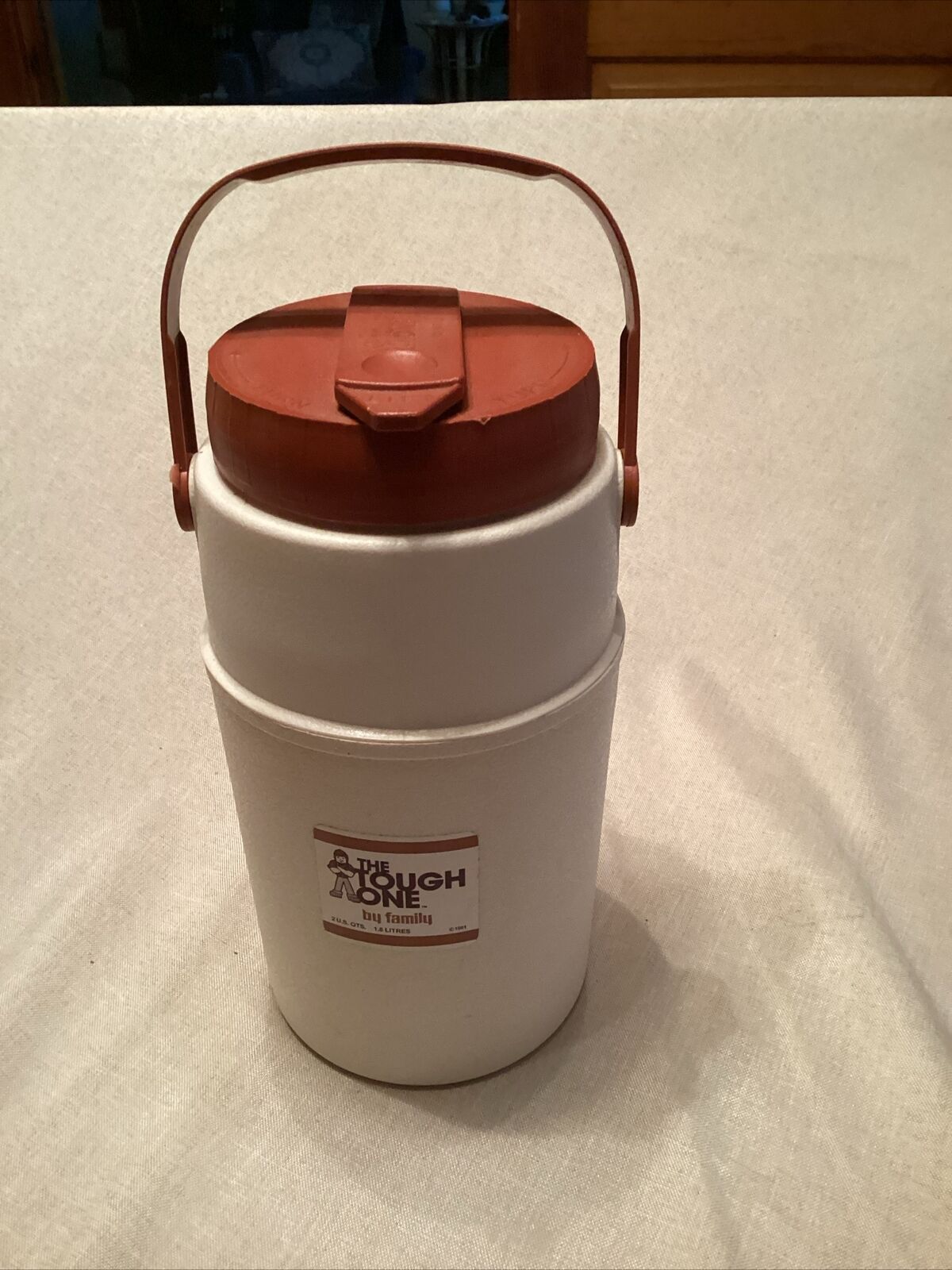 Vintage The Tough One by Family Tan Retro Cooler Jug with handle 2 qt. 1981