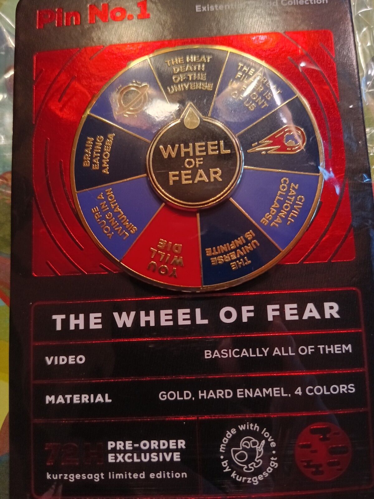 Kurzgesagt In a Nutshell Wheel of Fear Pin Limited Edition NEW - JUST RELEASED