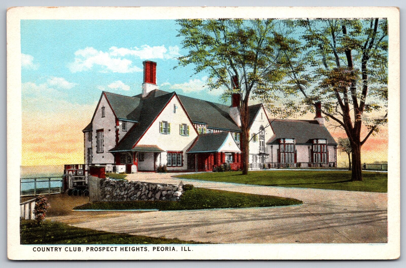 Peoria Illinois~Prospect Heights Country Club~1920s Postcard