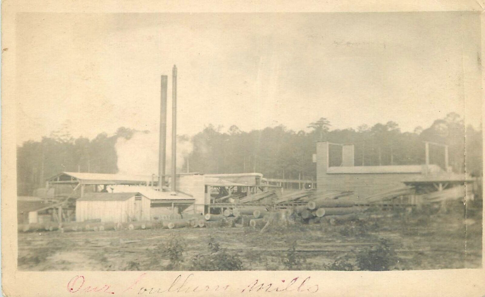 Postcard RPPC 1918 Ferry Michigan Logging Lumber Sawmill 23-2391