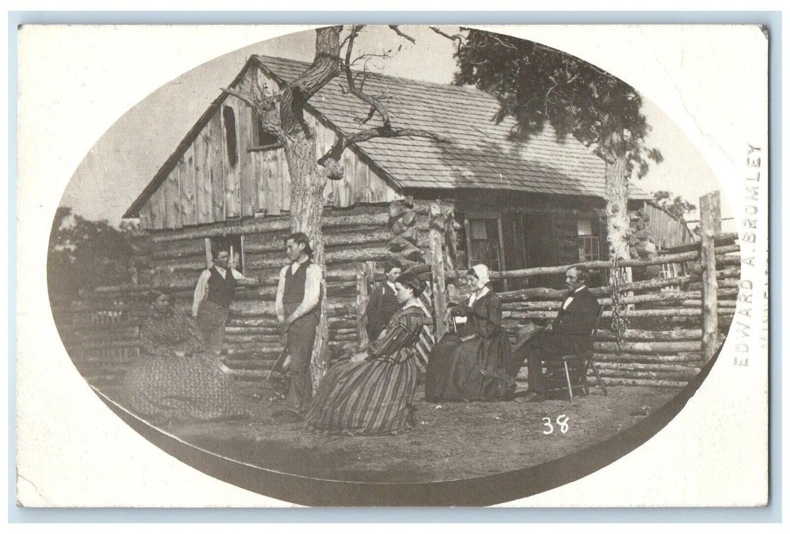 c1910s Pioneer Family Log House Cabin Bromley Minneapolis MN RPPC Photo Postcard