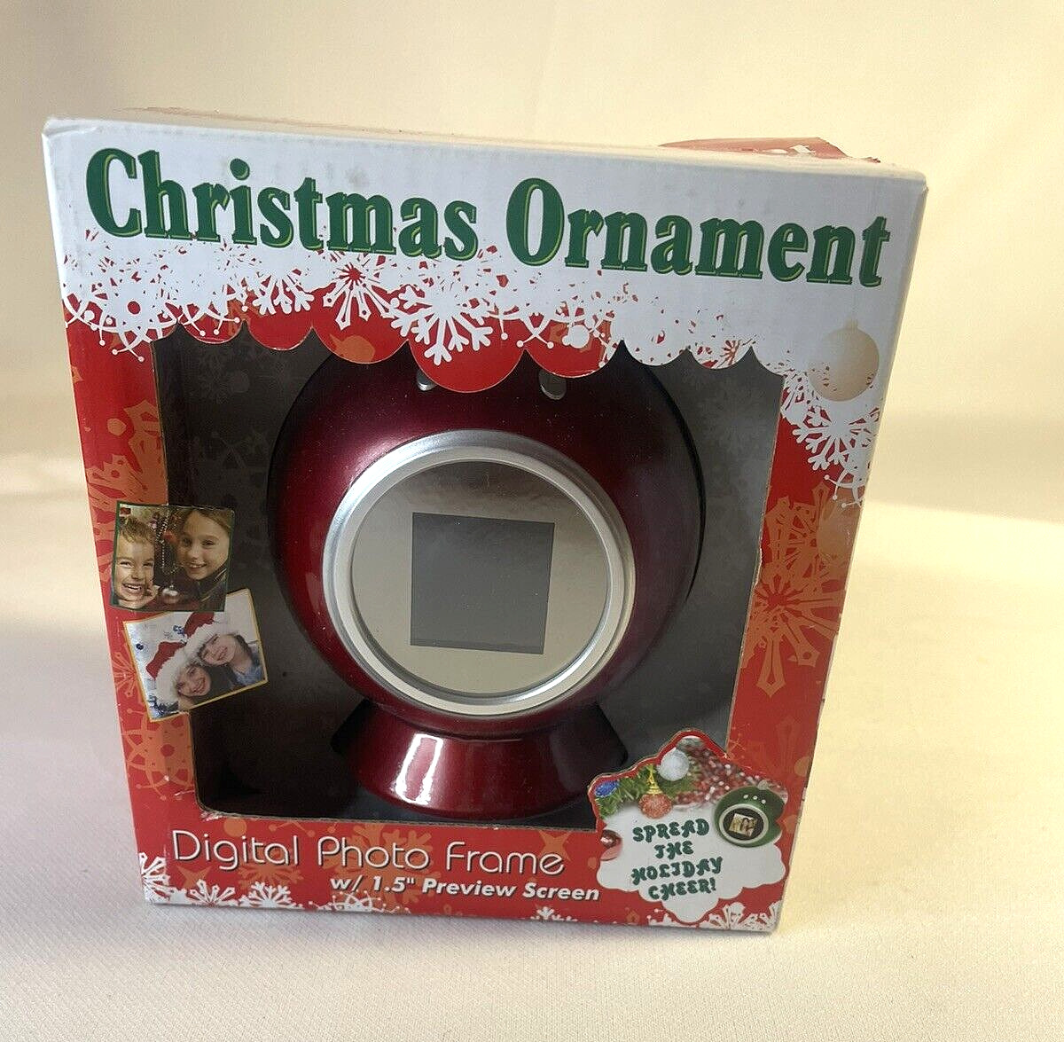 Sakar 14690 1.5-inch Digital Photo Frame (Christmas Ornament, Red)