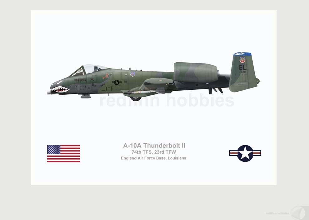 Warhead Illustrated A-10A 74th TFS 23rd TFW  80-0186 Aircraft Print