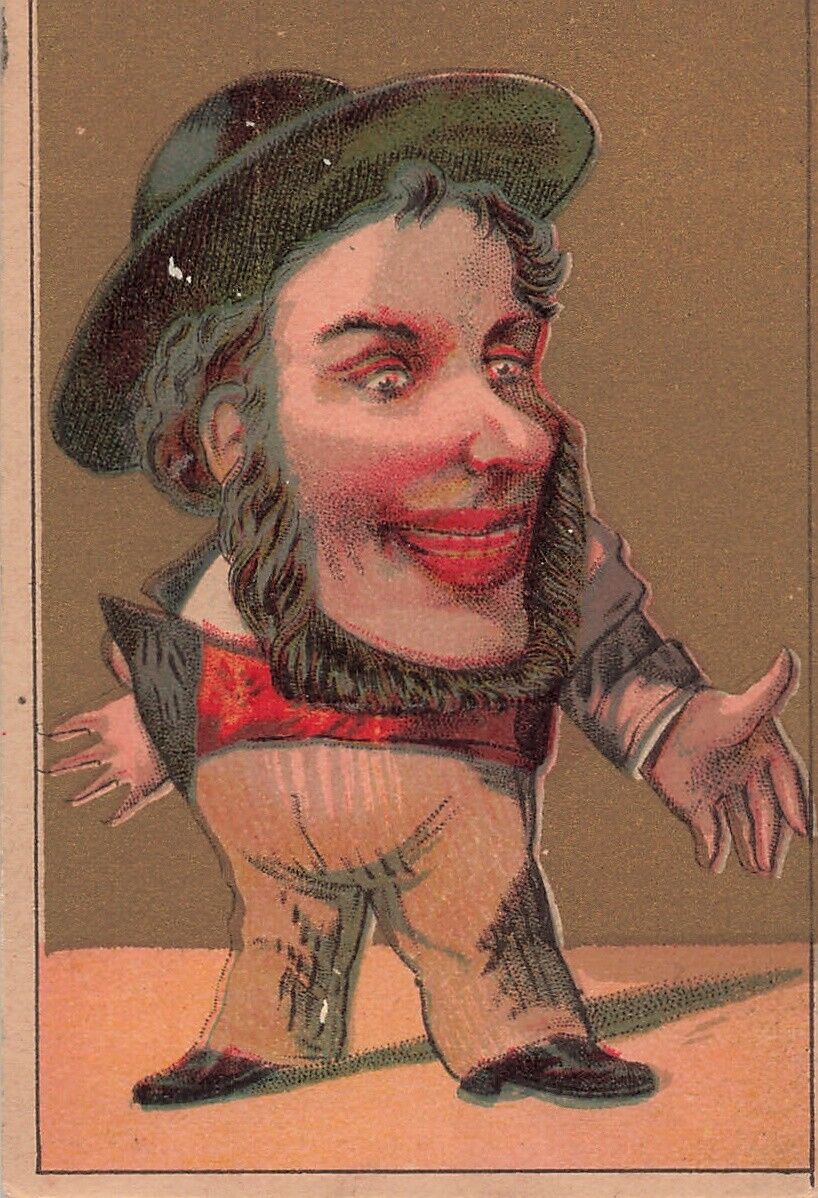 Large Head Humor Beard Sailor Victorian Trade Card c1880s French *Ab9a