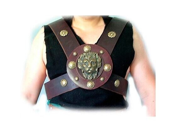 Spartacus Gladiator Leather Armor with Lion Head,Halloween gif,Christmas gift