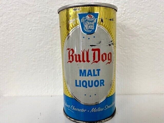 Bull Dog Malt liquor ZIP TOP intact brewed and packed Drewrys South Bend 50-12