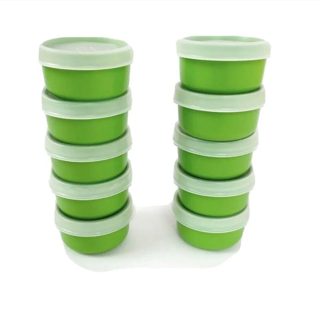 New Tupperware Smidgets Set of 10 Green With Sheer Seal 1 Oz New Green