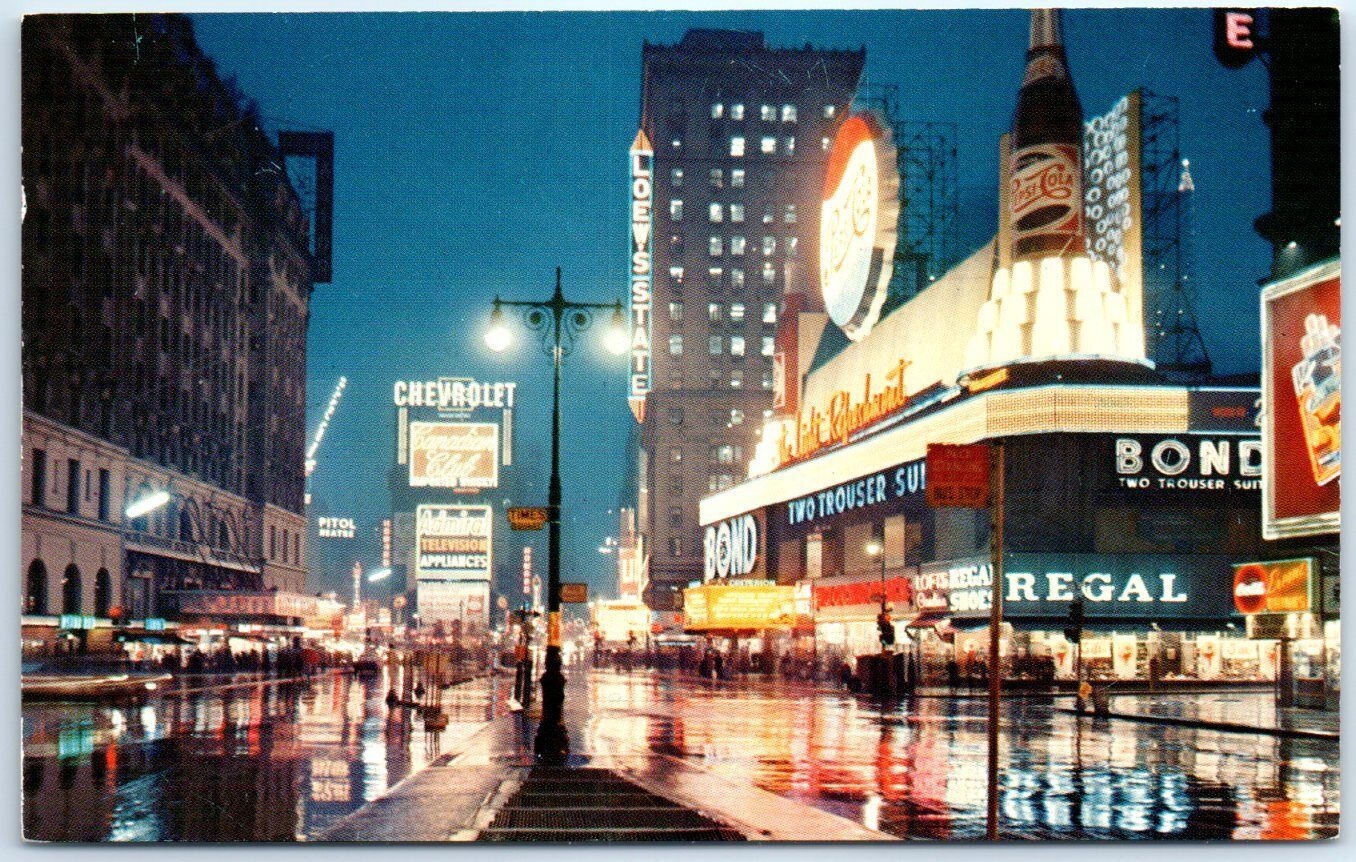 Postcard - Nighttime at Times Square - New York City, New York