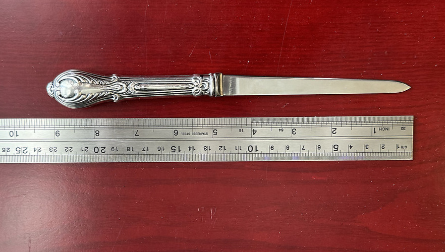 Vintage Sterling Silver Letter Opener with Stainless Blade CWV4 by Crown Silver 