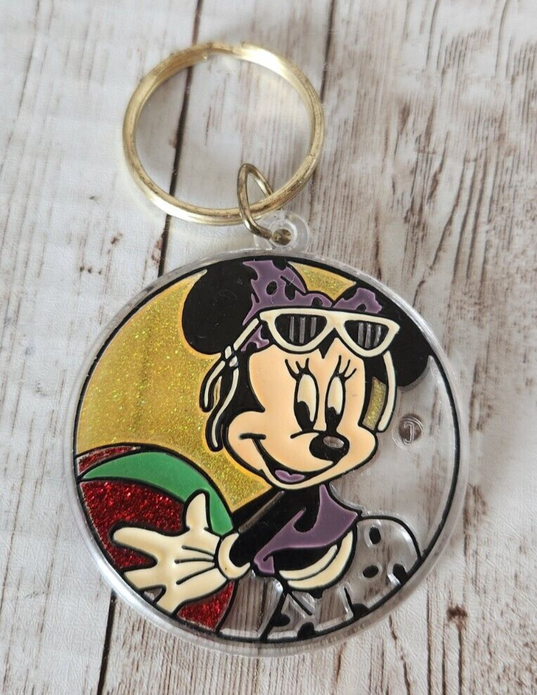 Vintage Walt Disney Company Minnie Mouse Beach Theme Plastic Keychain