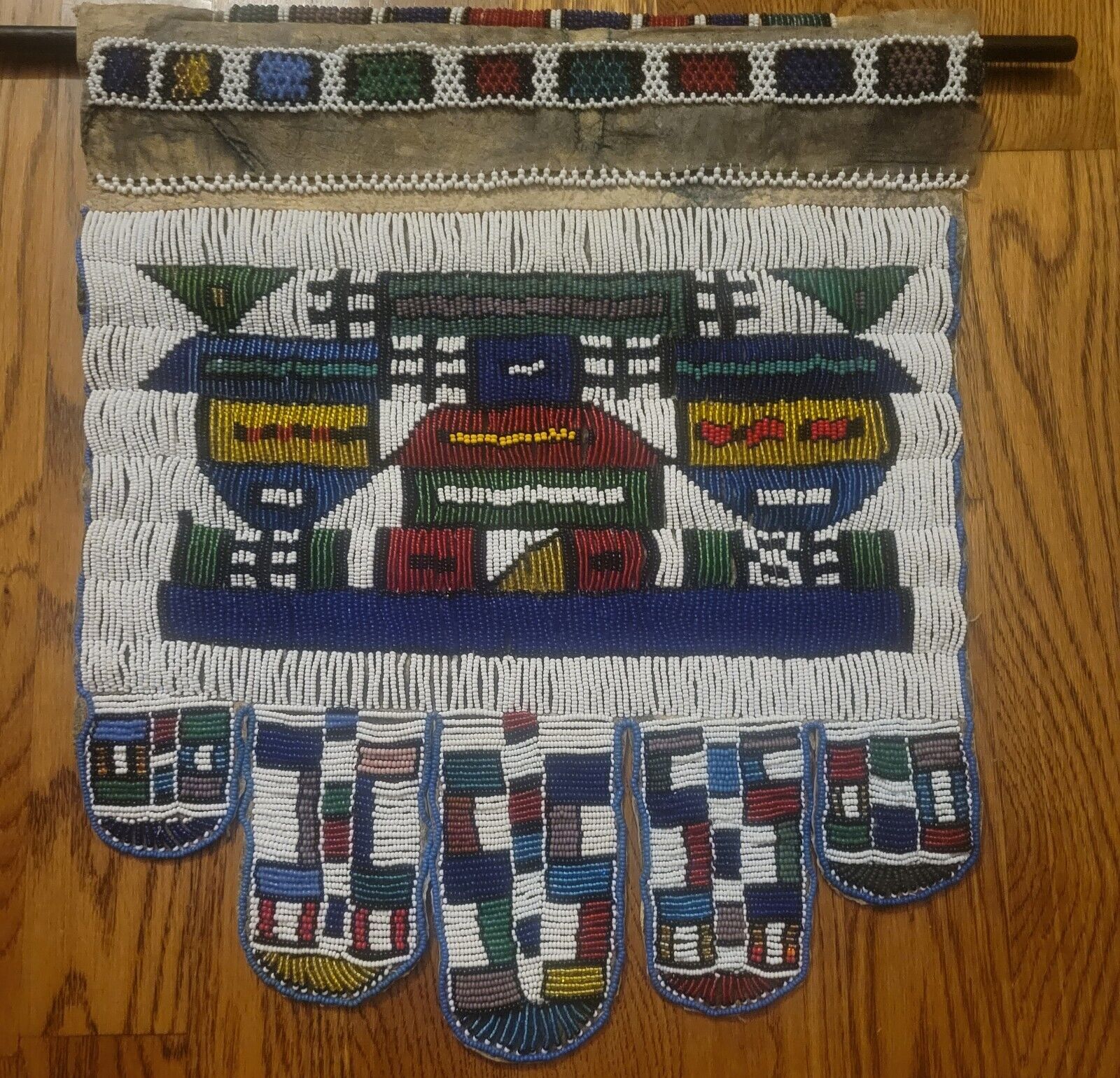 Rare Handmade South African Ijogolo Beaded Bridal Apron Worn By Ndwbele Women