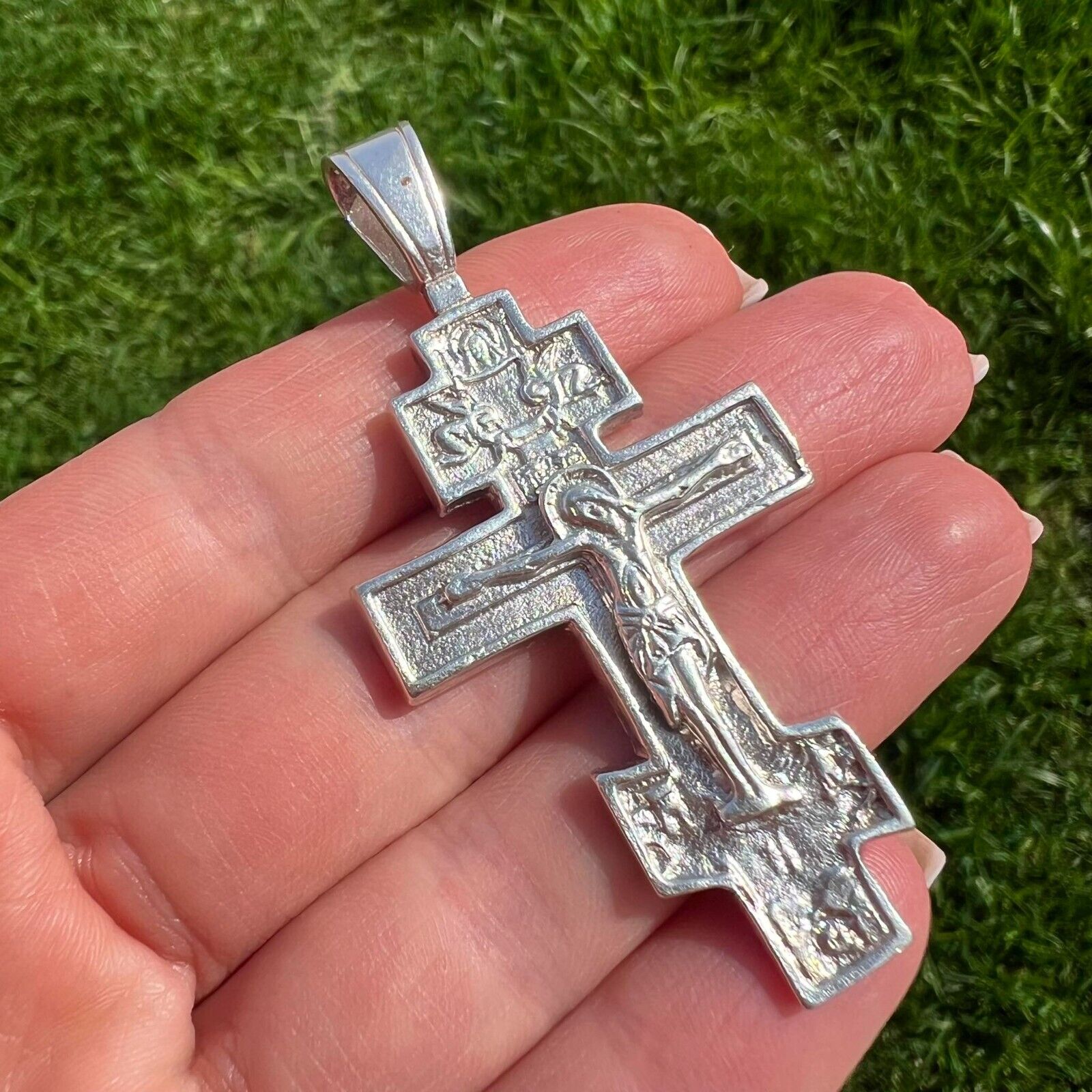 Huge Vintage Sterling Silver 925 Christian Crucifix Jesus on Cross Pendant 12.2g