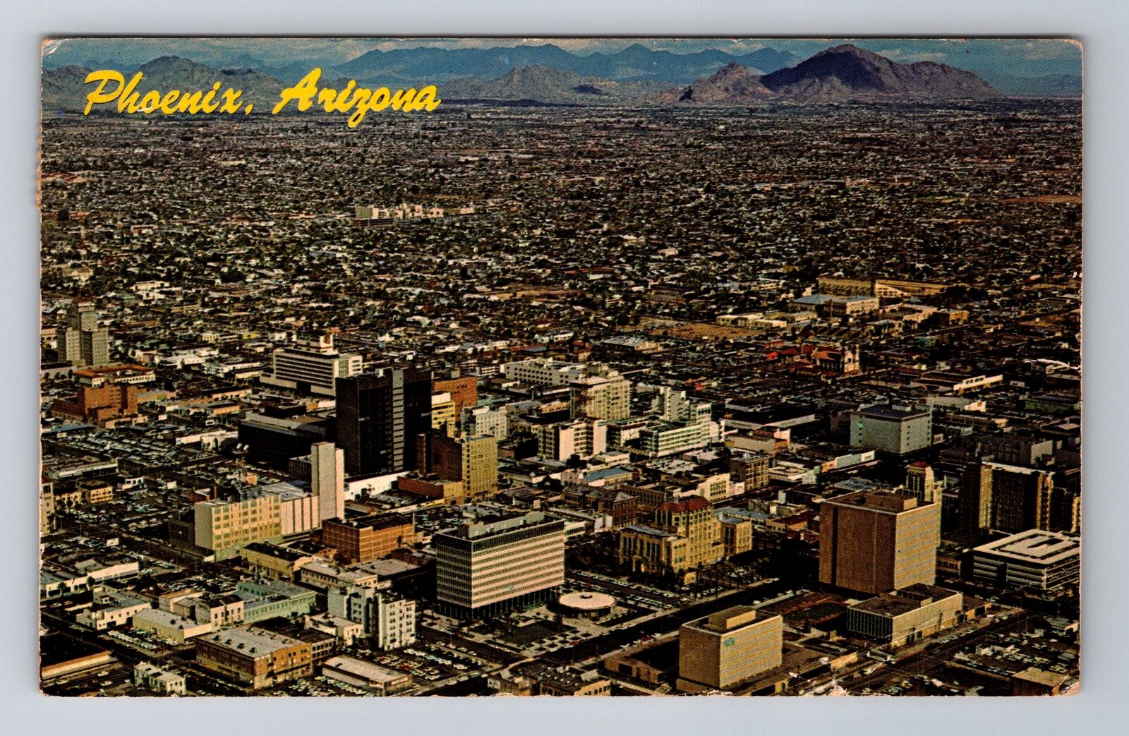 Phoenix AZ-Arizona, Birds Eye View of Phoenix, Antique Vintage Souvenir Postcard
