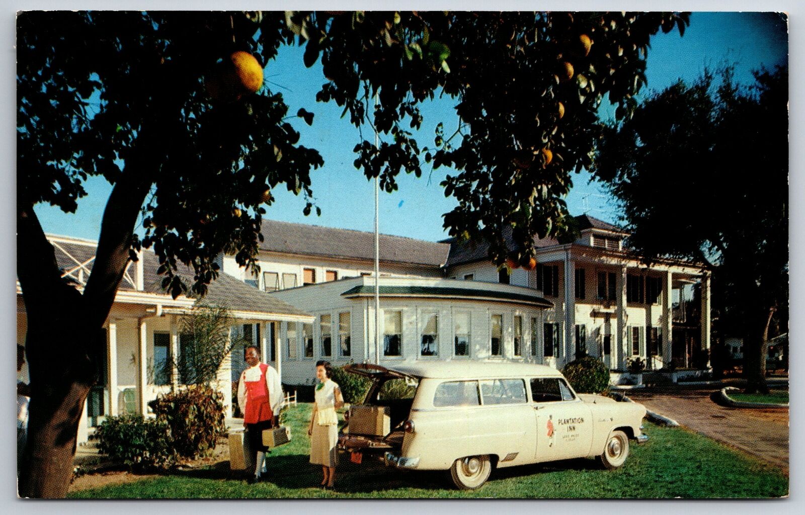 Lake Wales FL~Lake Shore Plantation Inn~Staff Costume~Company Station Wagon~1953