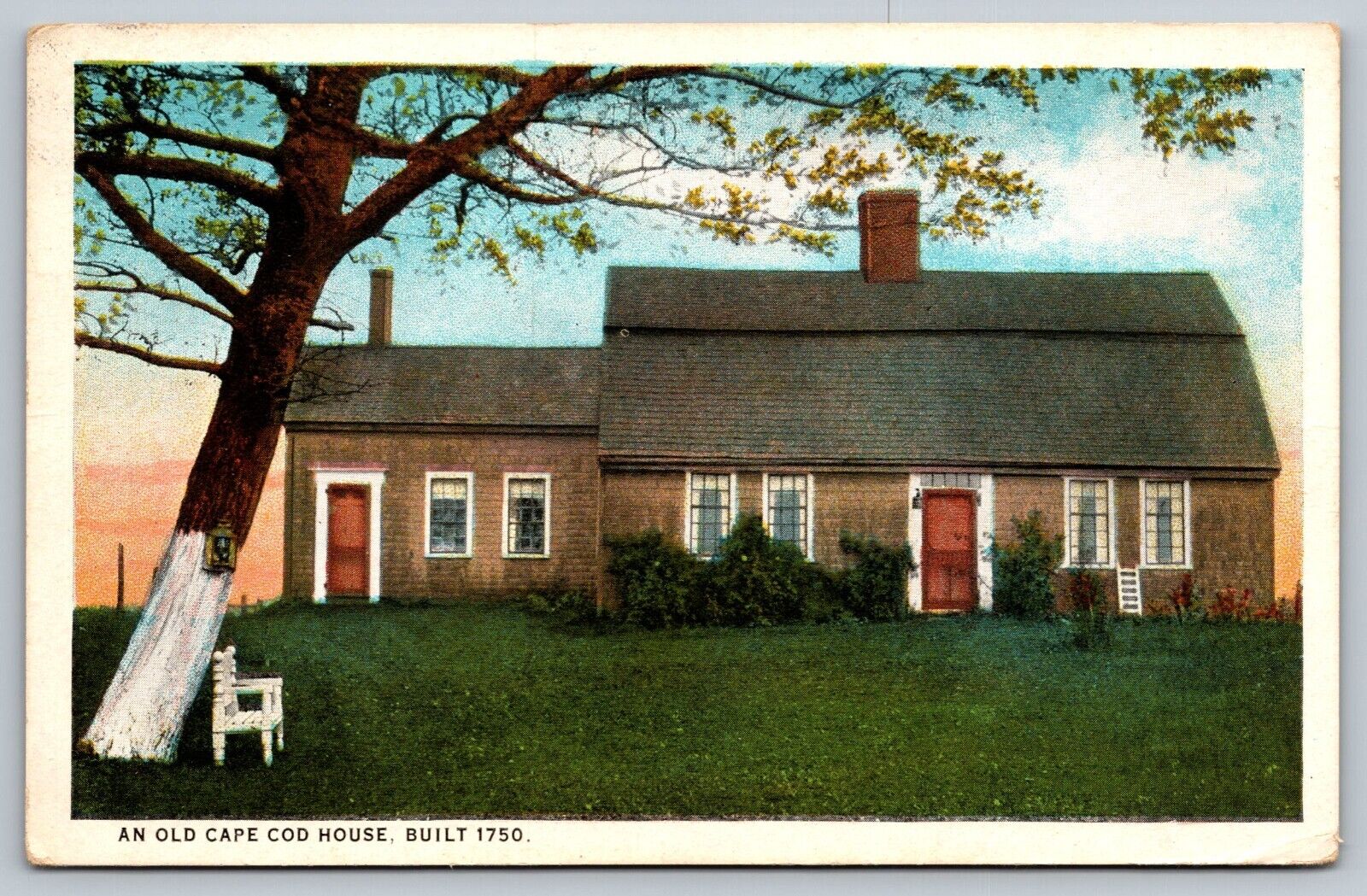 Postcard Massachusetts Cape Cod MA House Residence  White Border