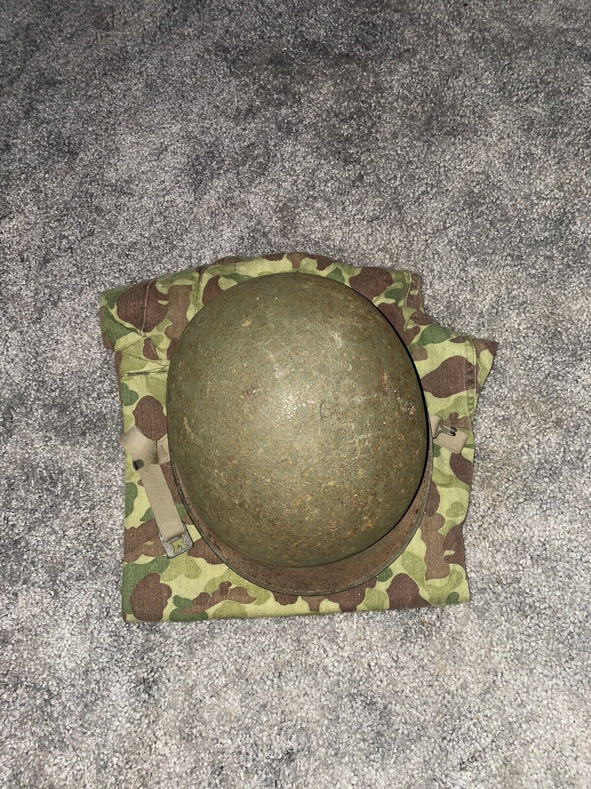 Authentic WWII US ARMY Special Forces Helmet and Camouflage Pants - Estate Find