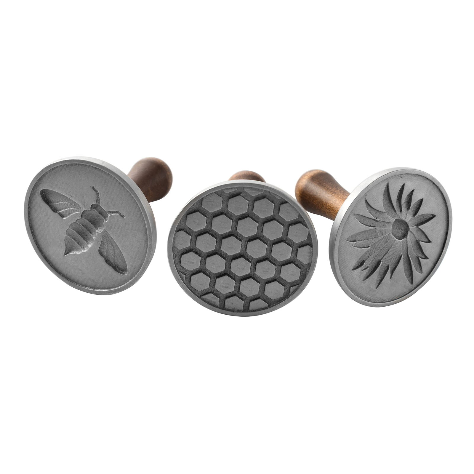 Nordic Ware Honey Bees Cookie Stamps, Cast Aluminum With Wood Handles