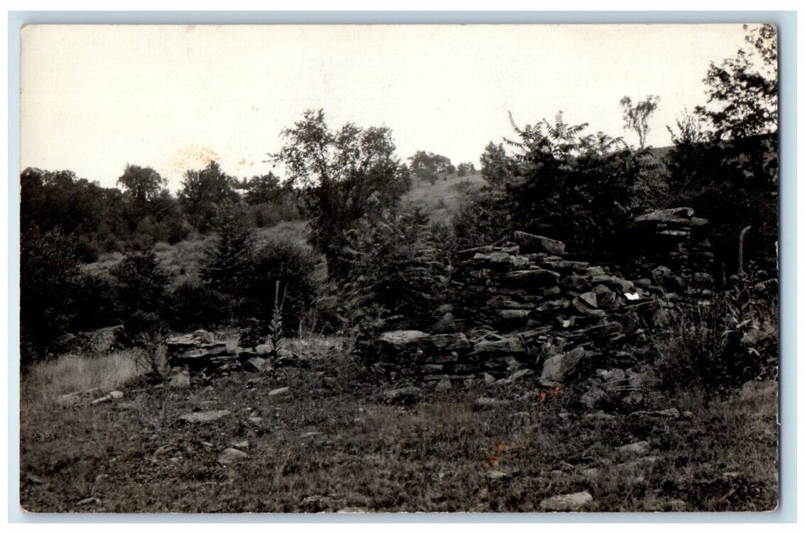 c1920's John More Cabin Indian Attack Site Harpersfield NY RPPC Photo Postcard