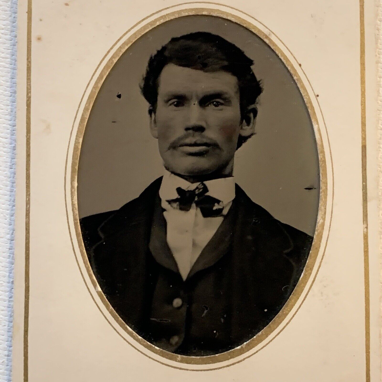 Antique Tintype Photograph Handsome Dapper Man Mustache ID WS York